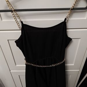 Black Dress with Gold Chain Straps